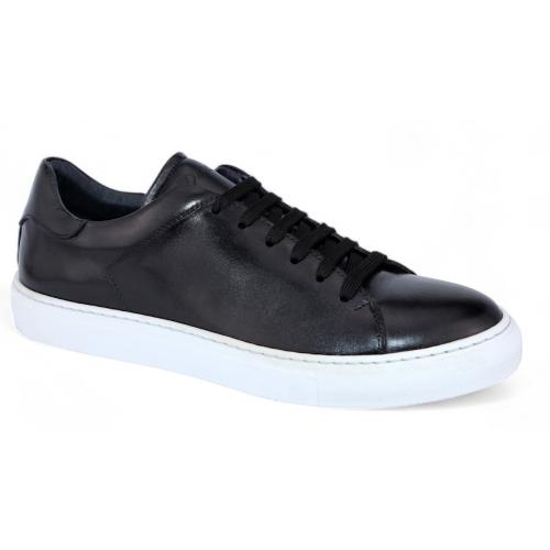 Duca Di Matiste "Monza" Black Genuine Italian Calf Leather Sneakers.